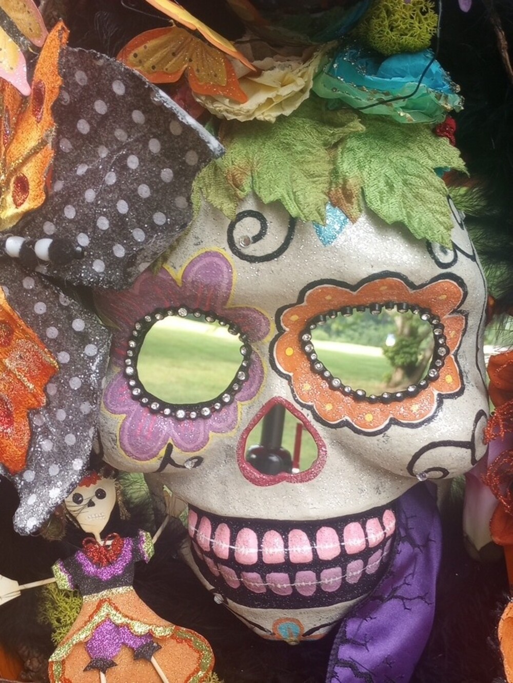 Halloween Wreath with Orange & Purple Accents - Picture 5 of 7